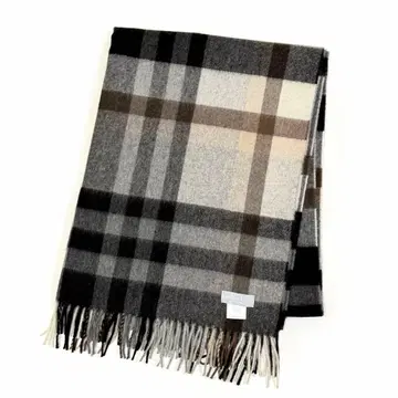 조슈아 에리스 대형 스톨 머플러 캐시미어 100% 체크 그레이