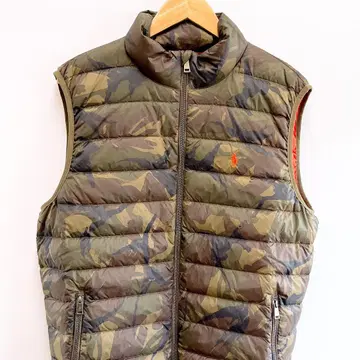 랄프 로렌 다운 베스트 자수 로고 카모플라쥬 H60