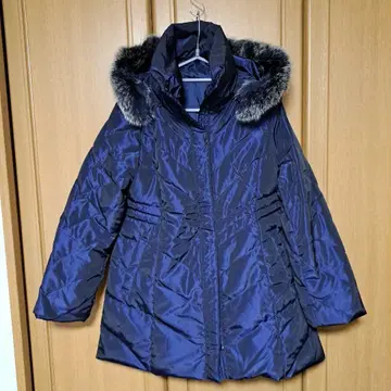 다운 자켓 M 후드 부착 네이비