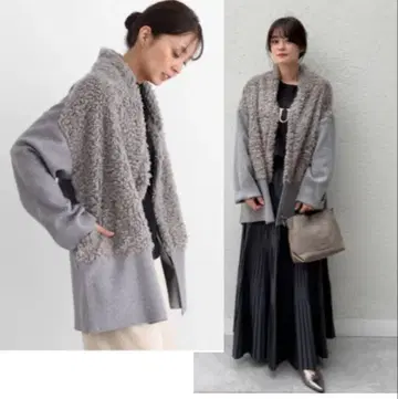 새상품 택 포함 야마다야 CLOVE 프론트 보아 가디건 그레이