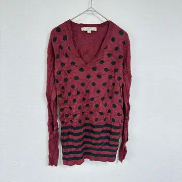 LOFT [ S ] 로프트 도트 무늬 스트라이프 니트 스웨터 긴팔