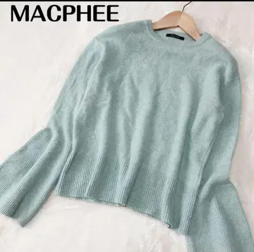 MACPHEE 민트 그린 플레어 슬리브 니트