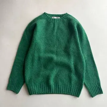 할리 오브 스코틀랜드 니트 스웨터 울 크루넥 그린