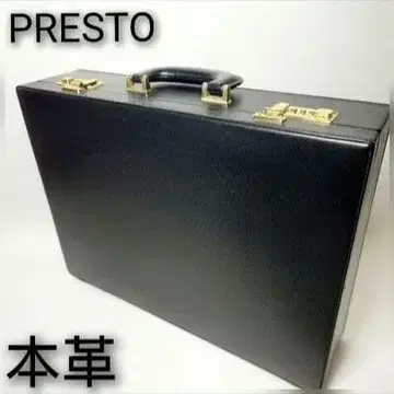 PRESTO 천연 가죽 아타셰 케이스 블랙 비즈니스 백