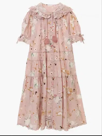 핑크하우스 토끼 패턴 원피스