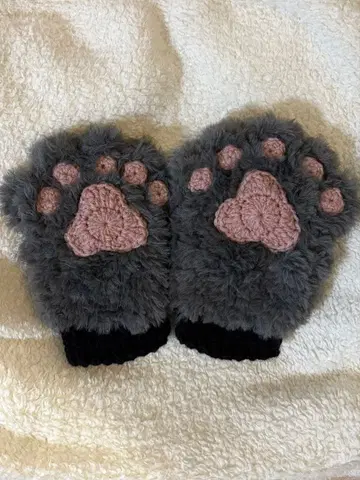 크로셰 뜨개질 고양이 손 암워머 작은 사이즈 핸드메이드
