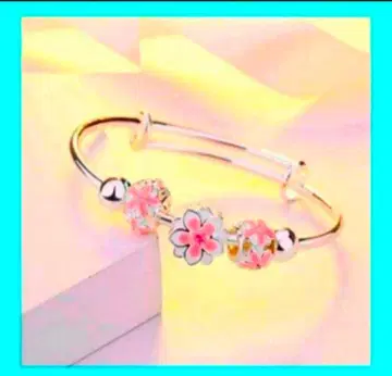 벚꽃 꽃 팔찌 뱅글 핑크 화이트 에나멜 여성 여성용