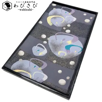 후쿠로 오비 추상 닭 패턴 닭 물방울 패턴 석판색 O-5782