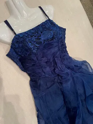 새상품급 연주회/파티 무대/촬영 컬러 네이비 오간자 롱/자수/레이스