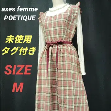 미사용 axes femme 체크 절개 원피스 M 핑크 리본