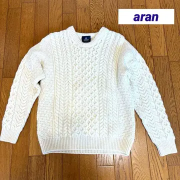 aran 케이블 짜임 긴팔 스웨터 아이보리 XS