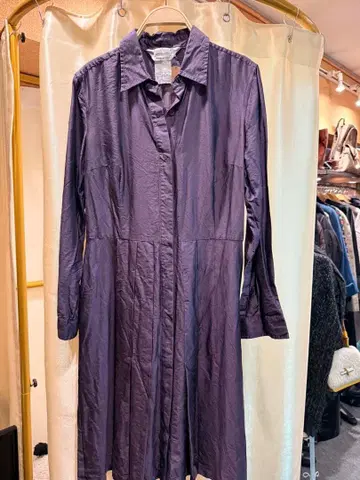 퍼플 긴팔 셔츠 원피스