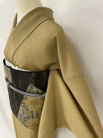 새상품급 순수 실크 이중 기모노 '극' 모만근 에도 코몬과 오비