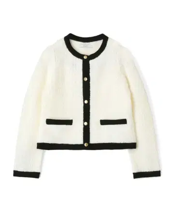 [ 시착만 한 상품 ] 몰 헤링본 니트 숏 자켓 긴팔 화이트