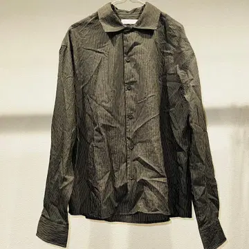 ZARA 남성용 긴팔 주름 가공 스트라이프 패턴 플루이드 셔츠