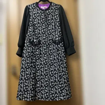 슈퍼 뷰티 44 택 포함 새상품 꽃무늬 프론트 오픈 자카드 원피스