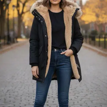 [ 컨디션 최상 ] ZARA 퍼프 자켓 코트 블랙 퍼 울트라 웜 L