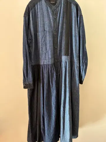 파드칼레 다크 블루 데님 긴팔 롱 원피스