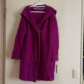 택 포함 새상품 에피데미크 후디 롱 가디건 퍼플