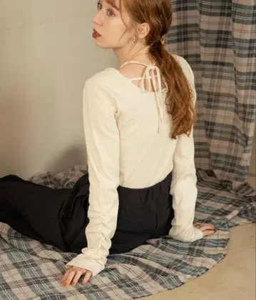 hinari 멜란지 디자인 상의 아이보리