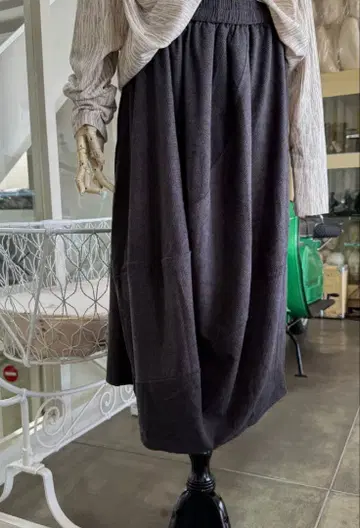 새상품 melange [메랑주] 코듀로이 벌룬 스커트 그레이