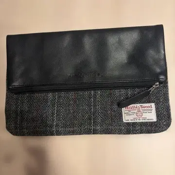 해리스 트위드 가죽 클러치백