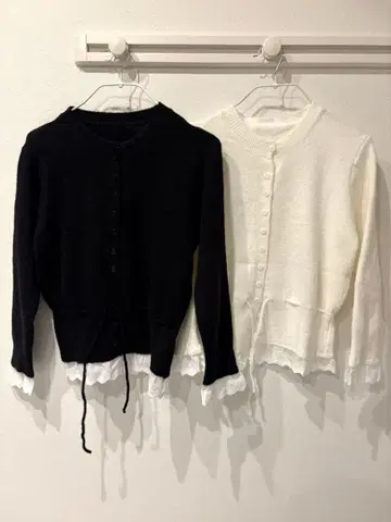 [ 새상품 ] 레이어드 스타일 가디건 레이스 블랙 한국