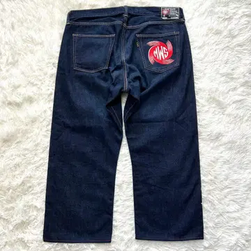 MWS 데님 팬츠 청바지 자수 LOT 303 인디고 염색 XL Y2K