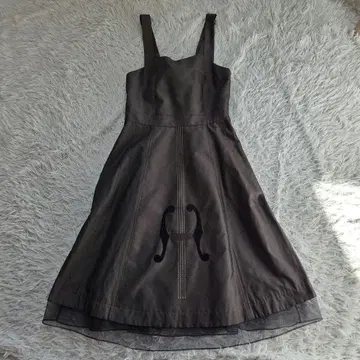 레어 제인 마플 바이올린 패턴 롱 원피스 튤 리본