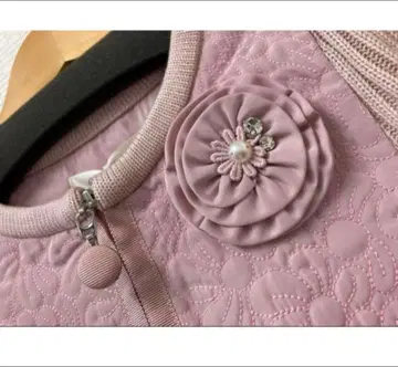 슈퍼 뷰티 새상품 42 퀼팅 x 니트 절개 집업