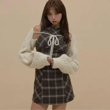 andmary Mimi 체크 세트 미니 드레스