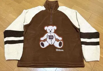 Wilson 플리스 니트 긴팔 M 사이즈 테디베어 자수 브라운