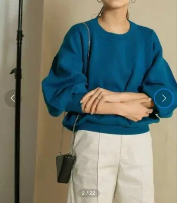 KBF 플랫 패턴 니트 파랑