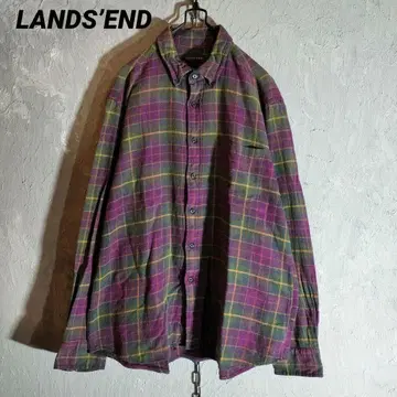랜즈엔드 체크 무늬 플란넬 셔츠 LANDS'END 플란넬 셔츠 구제 의류