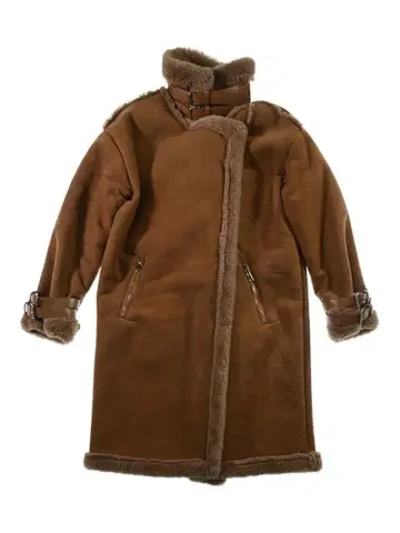 Rustal / 인조 모피 롱 무스탕 스타일 코트