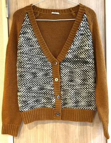 IENA 배색 니트 가디건 V넥 믹스 편직