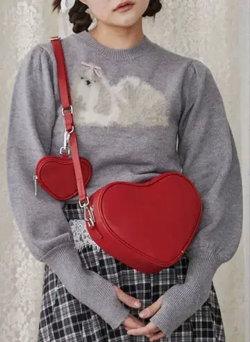merry jenny 더블 하트 숄더백 레드