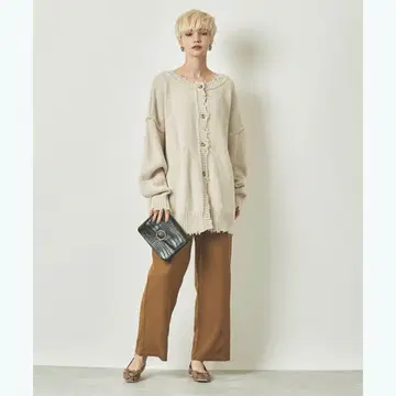 titivate 전후 2way 데미지 니트 가디건