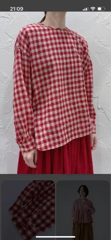 깅엄 체크 크루넥 풀오버