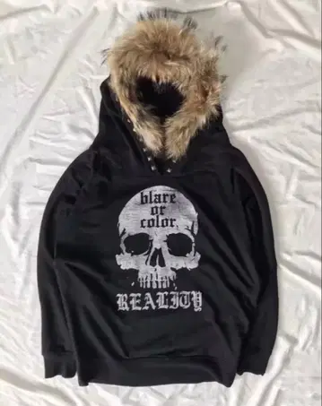 스컬 프린트 후드티 블랙