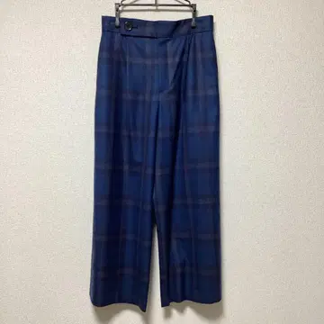 와이드 팬츠 체크 울