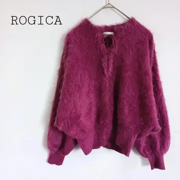 로지카 ROGICA 울 100% 복슬복슬 니트 짧은 돌먼 슬리브 보라색