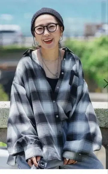 niko and - be with M 체크 셔츠 모노톤 체크