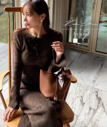 [택 포함 새상품] 오카베 아유미 콜라보 샤기 니트 원피스