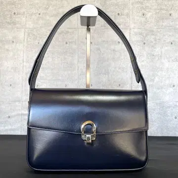 [ MORABITO ] 네이비 카프스킨 가죽 골드 금장 장식 원 핸들 백