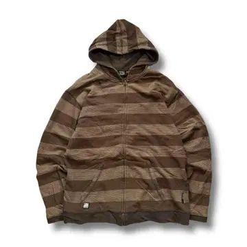 00s brown stripe zip hoodie y2k