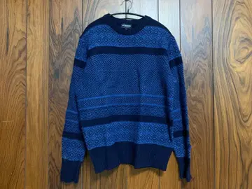 McGREGOR 기하학 패턴 크루넥 니트 스웨터 다크 블루