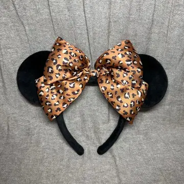 디즈니 미니 머리띠 표범 무늬 레오파드 무늬 리본