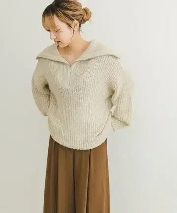 어반 리서치 하프 지퍼 라메 니트