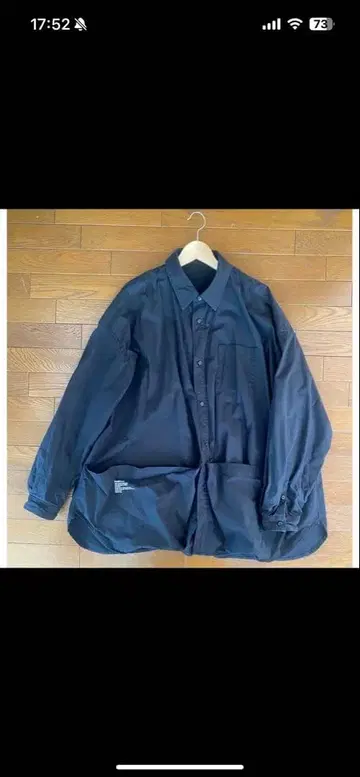 오버 사이즈 긴팔 셔츠 네이비 블랙